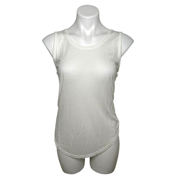 ATM Sweetheart Tank White Lightweight Top Small Elevated Basic Comfy Capsule - Picture 2 of 7